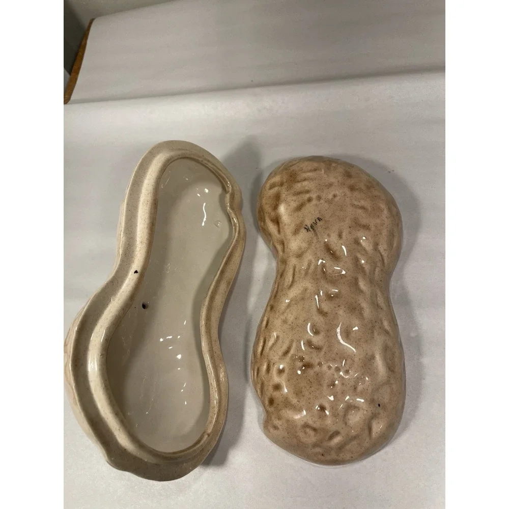 Vintage Neva Ceramic Squirrel Peanut Bowl W/ Top Glassware